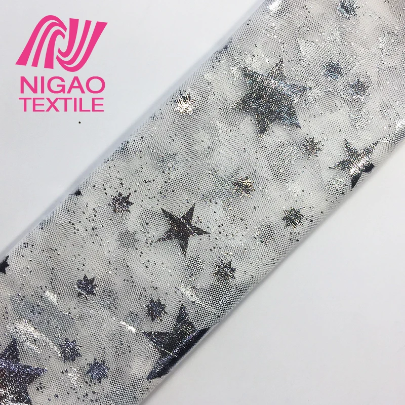 
Wholesale hexagram pattern tulle fabric glitter mesh fabric for girl dress 