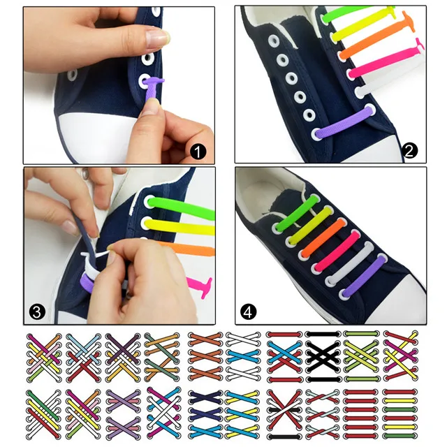 No Tie Shoelaces for Kids and Adults, Waterproof Silicone Flat Elastic Athletic Sport Shoe Laces for Sneakers Board Shoes