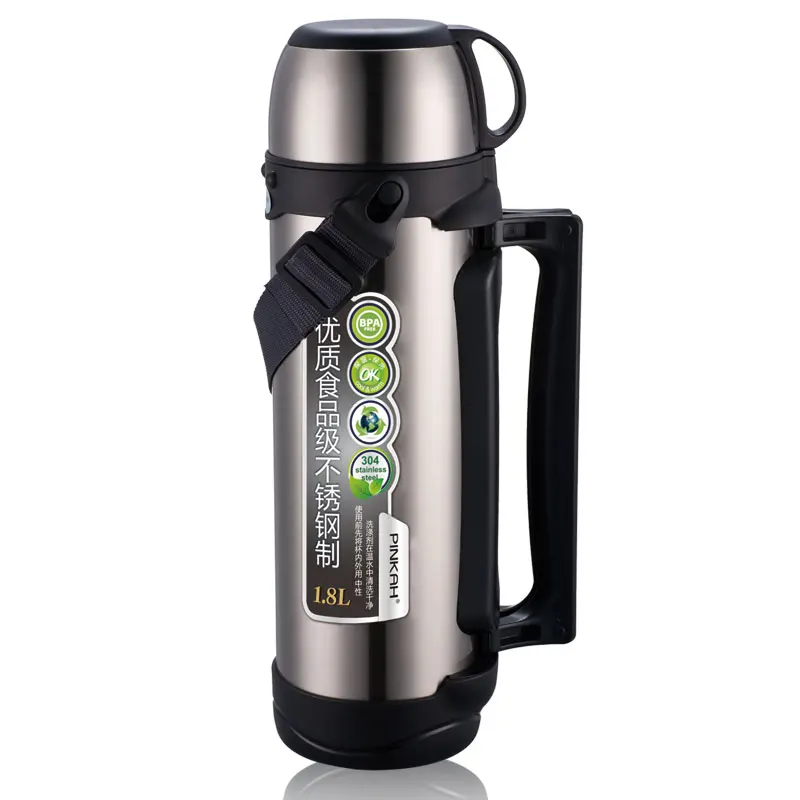 PINKAH Stainless Steel Bottle Outdoor Large Capacity Super Insulation Vacuum Travel Thermos Flask 2 Litre with Handle