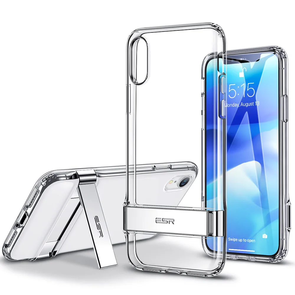 2018 Metal Kickstand Case Vertical and Horizontal Stand Soft TPU Bumper Transparent Cover case for iPhone XR 6.1 inch