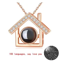 Newest 18k Gold &Silver 100 languages I love you Custom Women Necklace