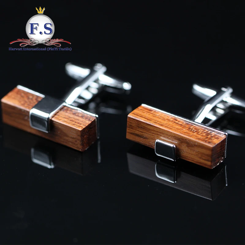 2017 high quality fashion design wooden cufflinks For Men from China Factory