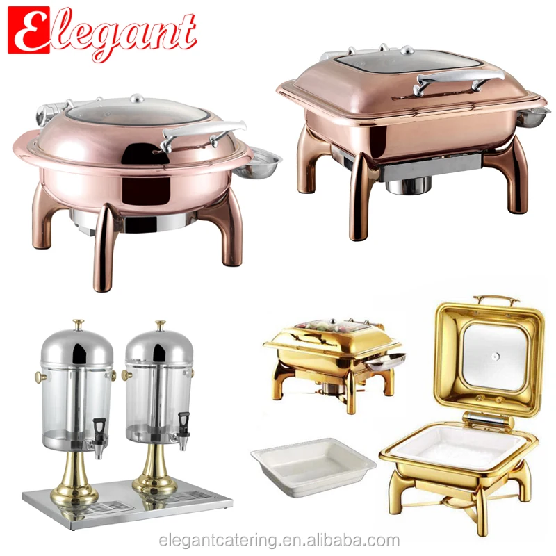 6L/9L yubao buffet hydraulic luxury golden chafing dish with fuel