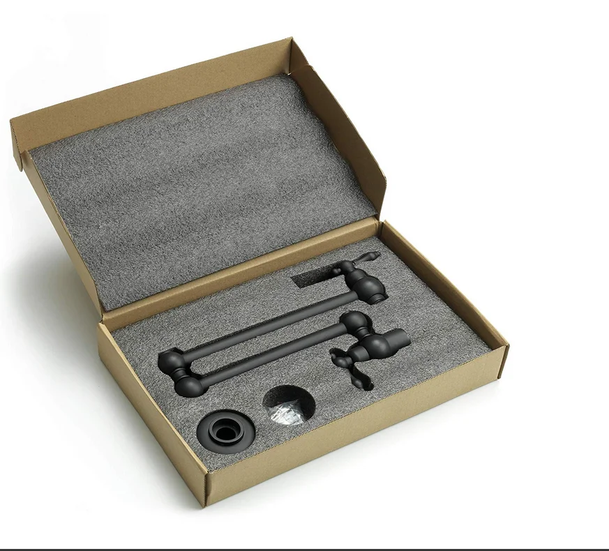 Commercial Double Handle Folding Stretchable Double Joint Swing Arm Wall Mounted Pot Filler Faucet kitchen faucet pull out