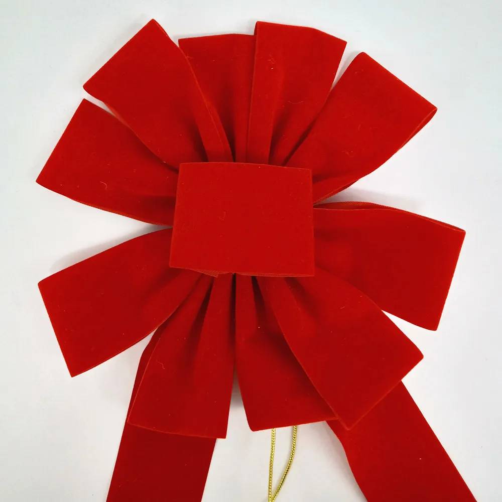 Large Red Velvet Flashing Bow Ties Christmas Outdoor Decoration Customizable colorful High Quality webbing Ornaments Present