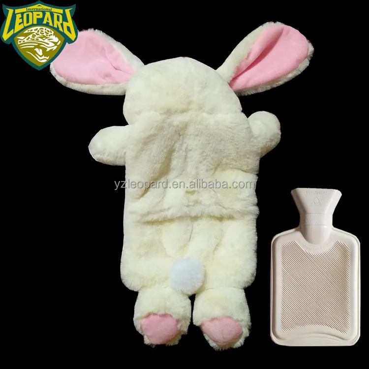 Rabbit plush animals hot water bottle cover with big pink bow