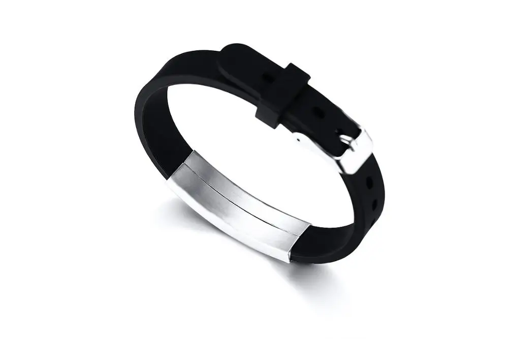 Titanium adjustable silicone logo medical identification bracelet