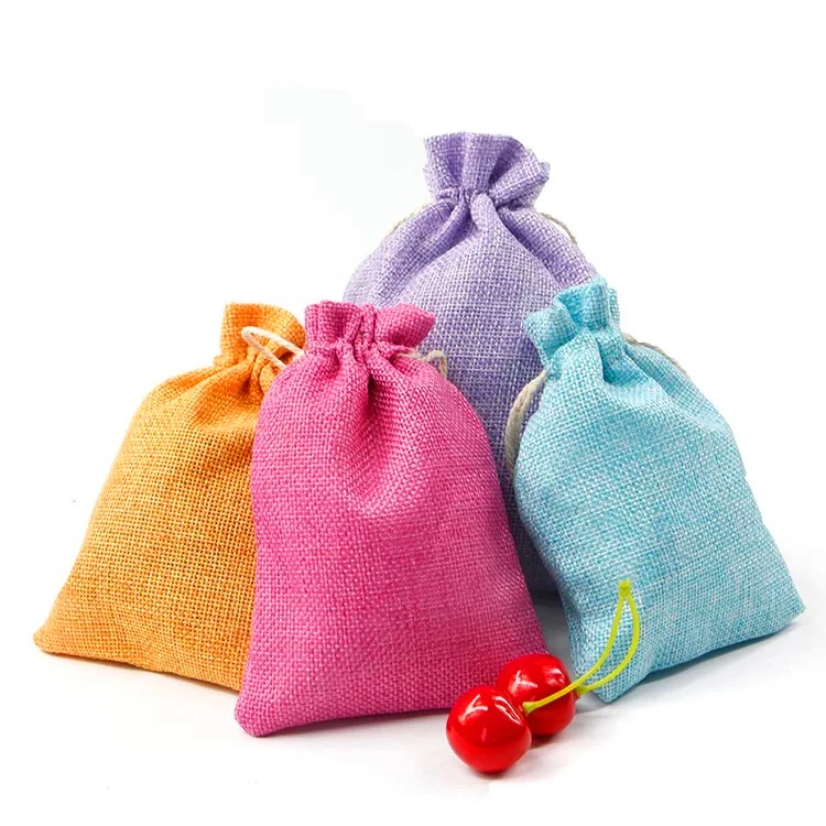 Custom Collins Natural Burlap Bags Wholesale Hemp Jute Hessian Drawstring Sack Small Wedding Favor Gift Straw Jute Bag