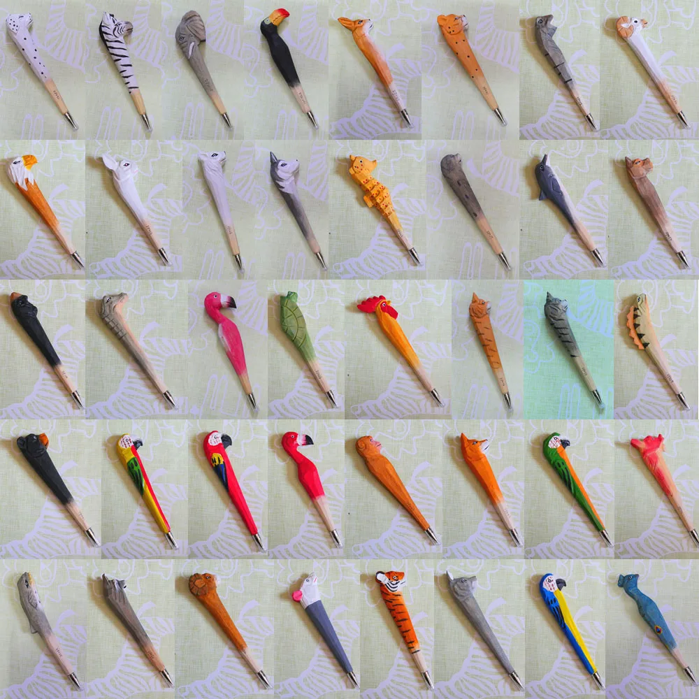 
Hand-made Pen Cartoon Wood Carved Animal Shape Pen WHOLESALE WOOD CARVING HANDICRAFT GIFT CREATIVE STATIONERY 