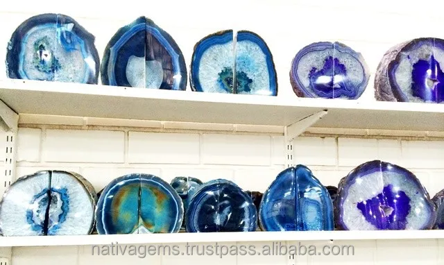 Книжные блоки с голубым агатом