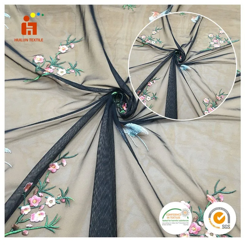 Hot sale fancy design dubai beautiful flower net embroidery fabric