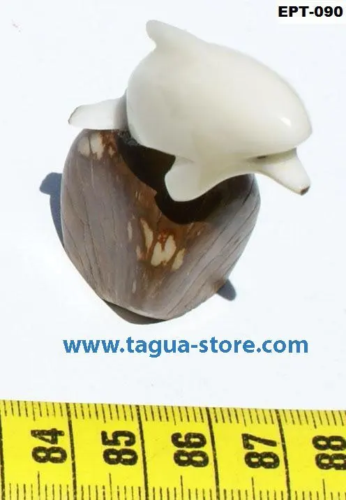 Dolphin Tagua Nut Carving Figurine Sculpture Statue Sea Ocean Marine Art Of Ecuador