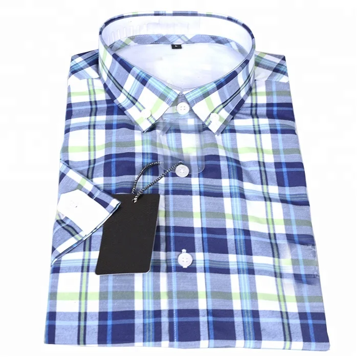 Изготовленные на заказ с коротким рукавом в клетку мужские рубашки