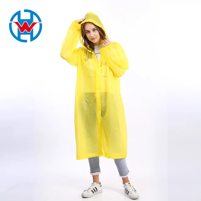 
EVA Promotional Raincoat Good Quality Custom waterproof Rain Coats Long Sleeve And Buttons raincoats for adults 