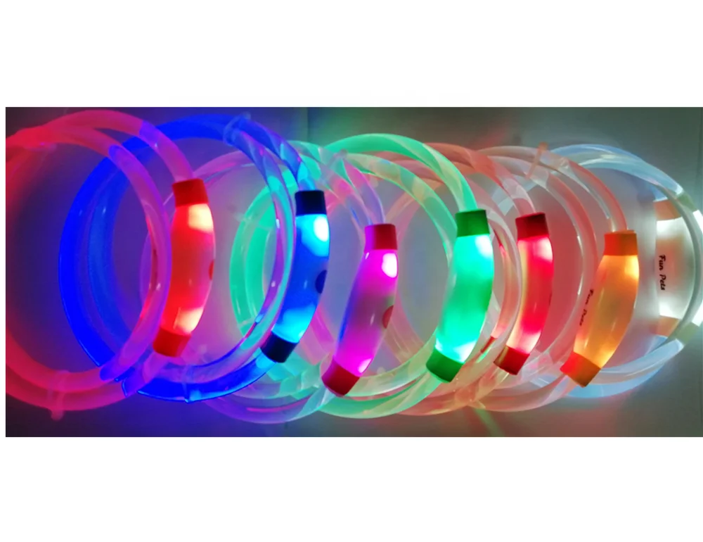 Сверхъяркий светодиодный ошейник для собак с зарядкой от USB и безопасным светодиодным ошейником