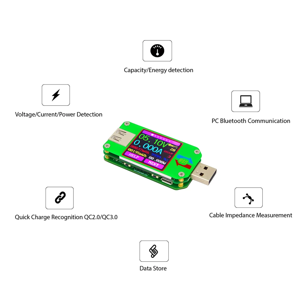 RD USB 2.0 UM24 Color LCD Display voltmeter ammeter measure cable resistance USB Tester analog panel Voltage Meter