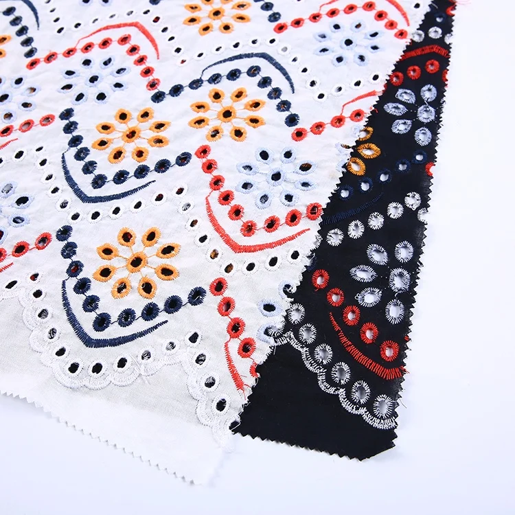 Фабричная дешевая оптовая продажа, хлопковая вуаль с зубчатыми ушками, сетчатая ткань с вышивкой, Модная трикотажная ткань с индивидуальным цветом, TUV