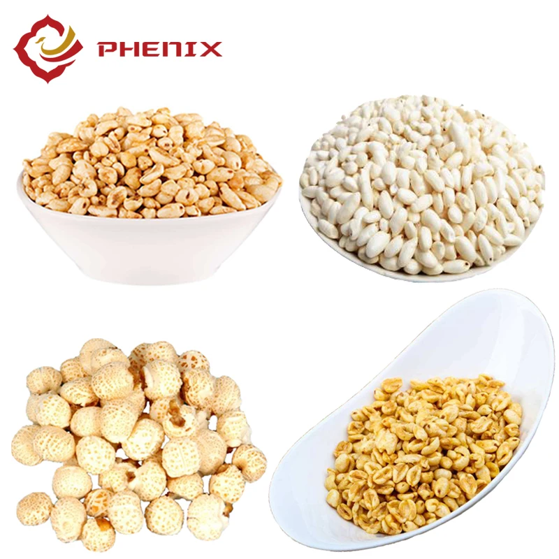 Automatic air flow puffed cereal rice popcorn machine from Phenix Machinery