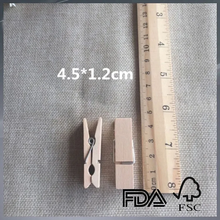35mm natural wooden clip wooden clothes pin wooden peg engraved logo is welcome