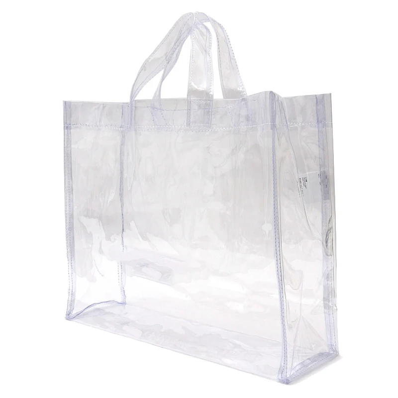 Designer clear transparent large tote PVC shopping bag