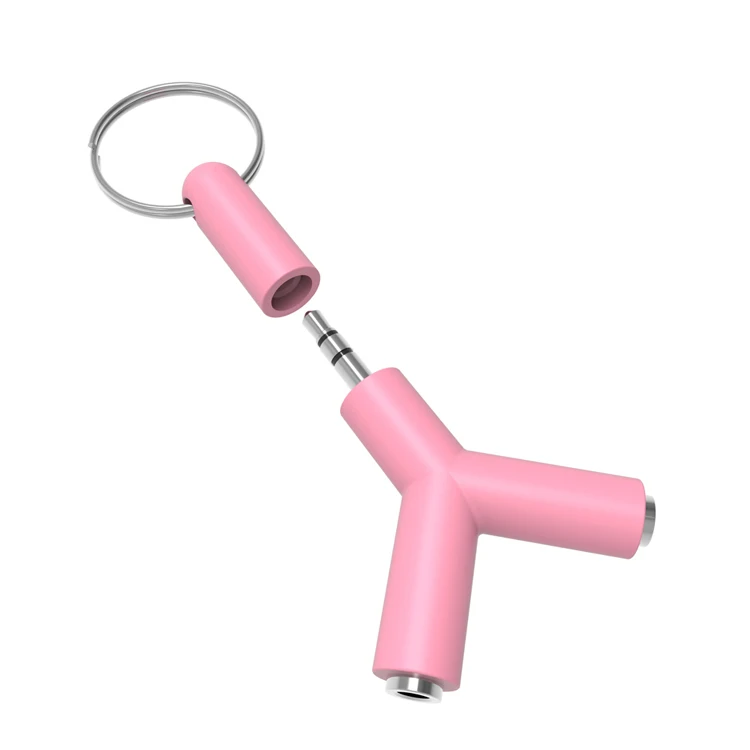 Wholesale slim Y shape 3.5mm audio adapter,one male to dual female audio cables earphone splitter headphone splitter