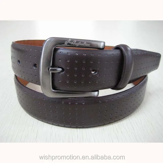 Genuine leather belt with automatic buckle