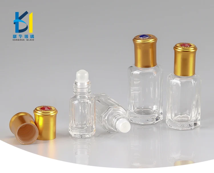 
Wholesale Perfume Clear Octagon Attar Glass Essential Oil 3ml 6ml 12 ml Roll On Bottle 10ml 