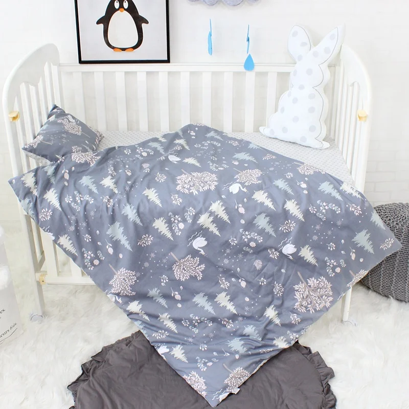 3pcs 100% Organic Cotton  Children Cot Bed Linen Bumpers Quilt Pillow Sheet Crib Baby Bedding Sets