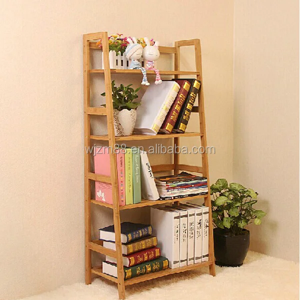 4 tier bamboo bookcase furniture, office book shelf wholesale