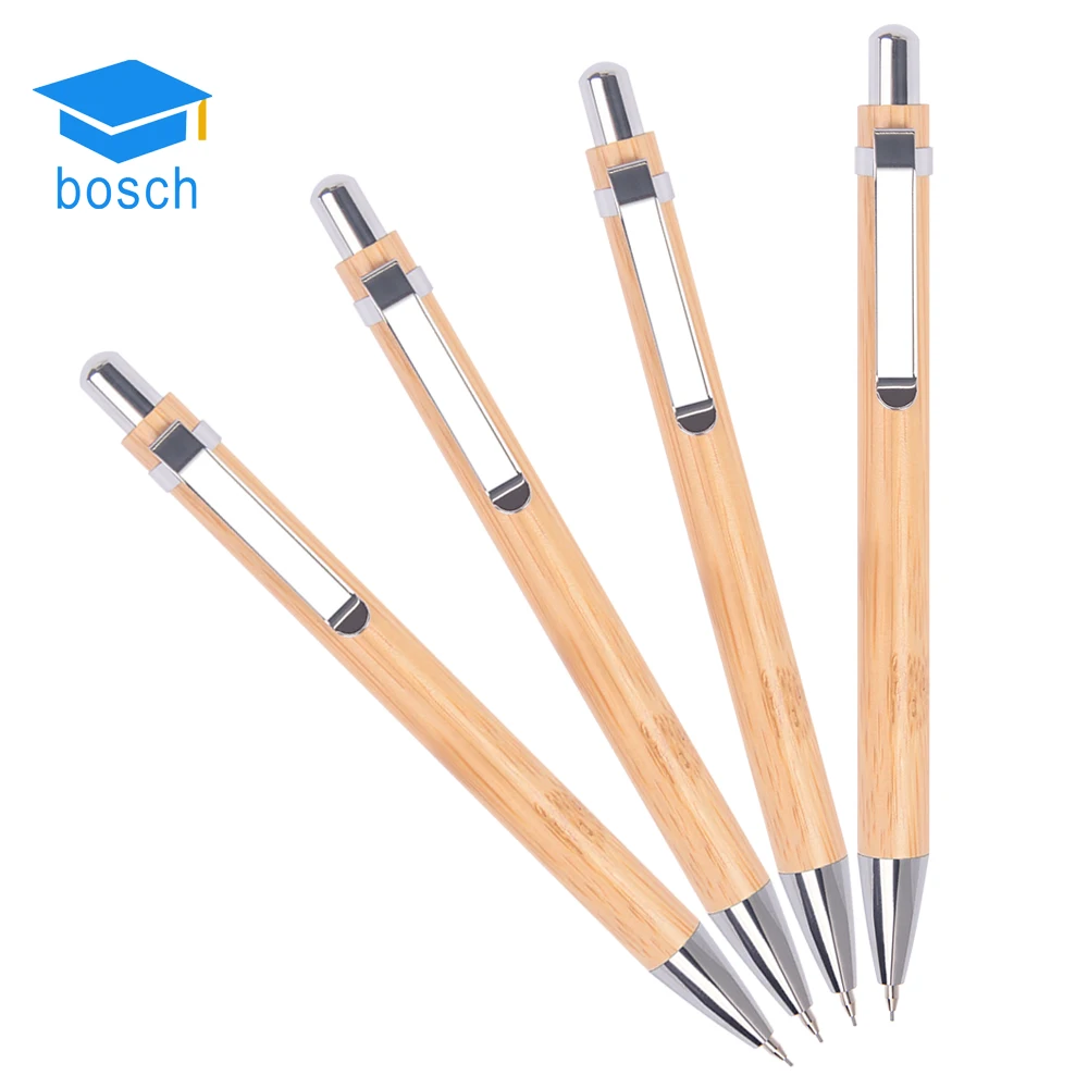 Promotional Customized high quality Retractable Bamboo Pencil smooth writing mechanical pencil