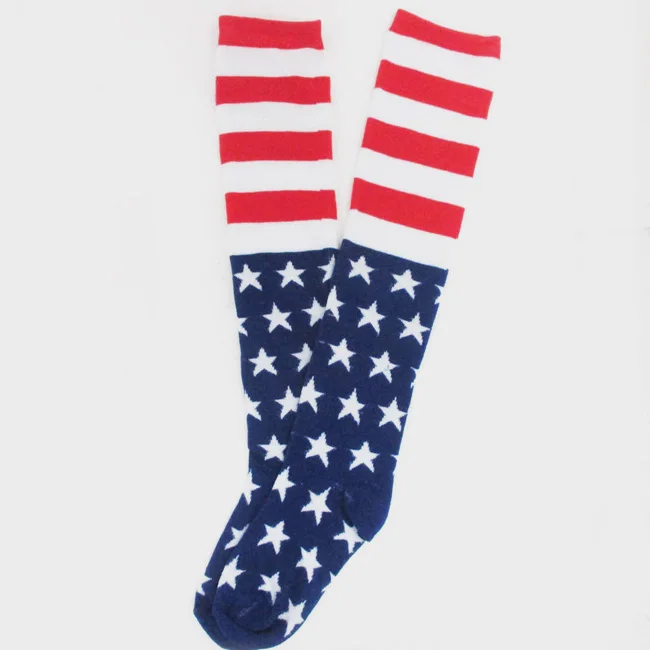 USA Red White Blue Socks American Flag Knee High Socks, Adult Flag Novelty Socks For Men, National Flag Pattern Knee Socks