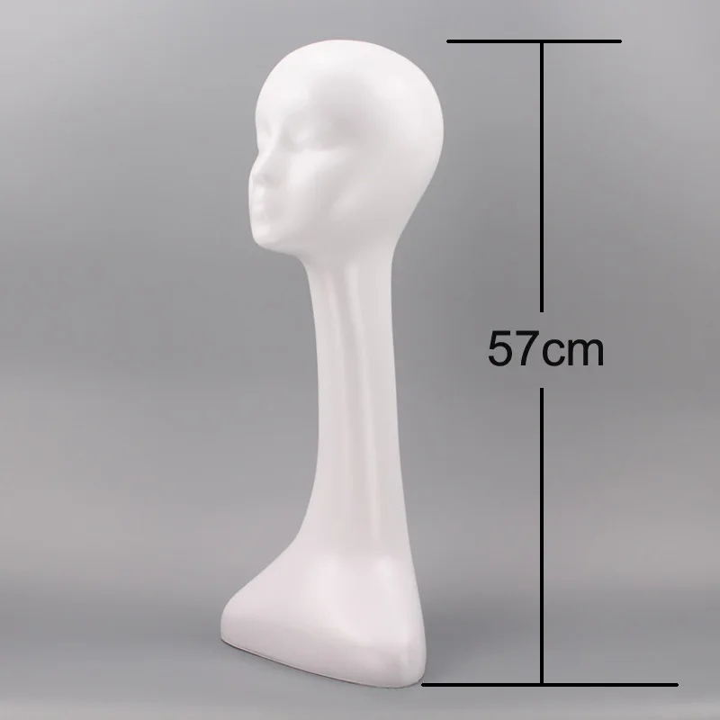 Xinji Beautiful Dummy Abstract Fiberglass Female Mannequin Matte White Head For Wig Hat Scarf Display