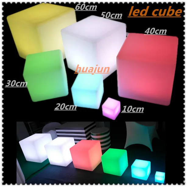 top sale outdoor led  kids table and  chair set/led plastic cube stool  with rechargeable battery ,color changing bu remote