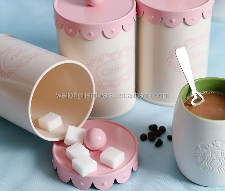 Storage Bottles&Jars Type and Iron Metal Tea Coffee Sugar Bread Cake Canister Keeps Fresh