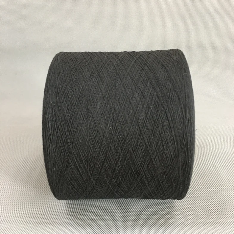 
Ne 28s/1 Recycled cotton black cotton-polyester blended single ply CVC 60%cotton 40%polyester 