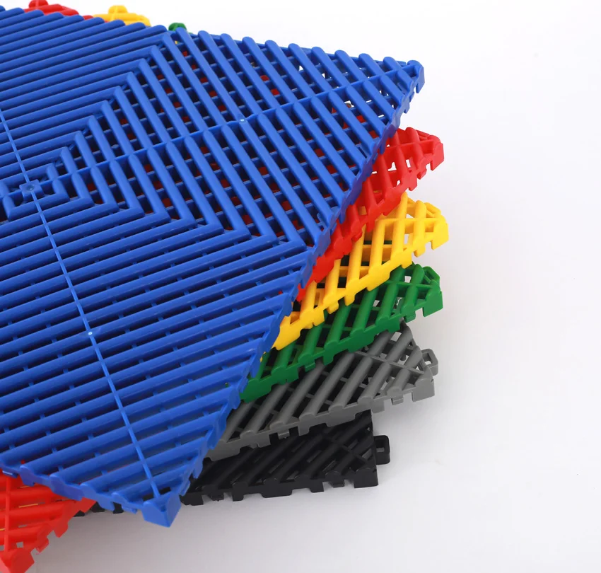 
garage floor tiles interlocking plastic/ 400*400*18mm anti slip pp floor mats for wash car shop 