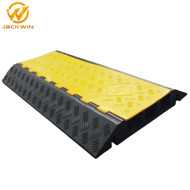 3 Channel Rubber Cable Pipe Hose Protector, Heavy Duty Cable Ramp