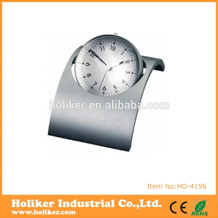 promotional modern table clock metal desk folding clock with thermometer hygrometer