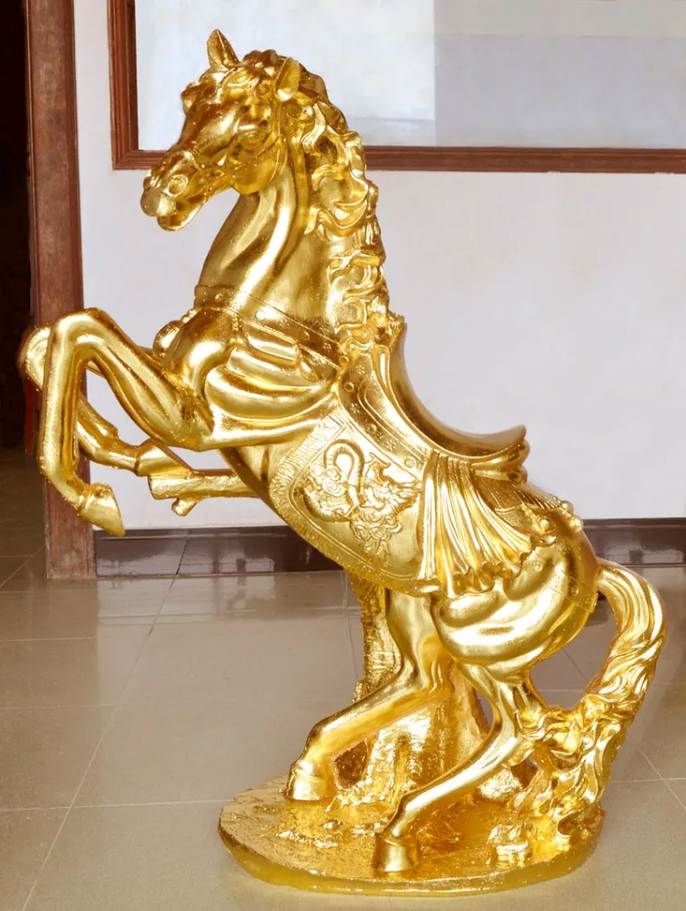 
Golden Horse Style Sandstone Sculpture Statue for Garden Decorations 
