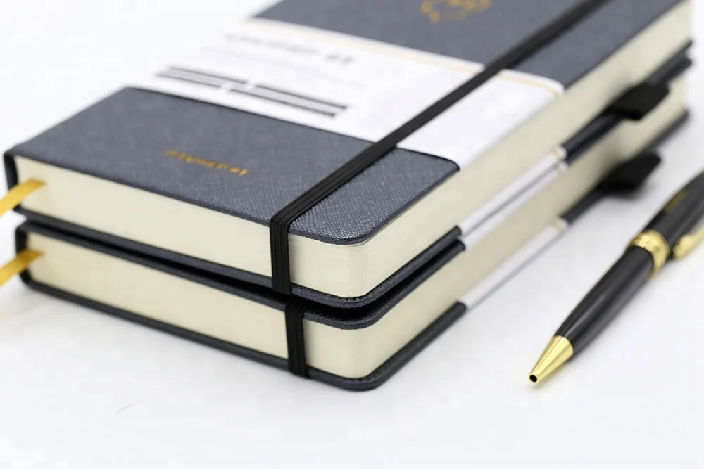 
High quality gold foil stamping logo products planner with belly band 