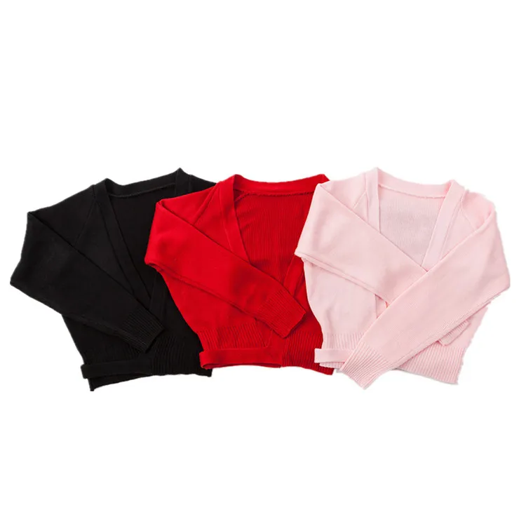 Wholesale Cheap Girls Dance Warm Up Long Sleeve Sweater Crossover Ballet Wear Kids