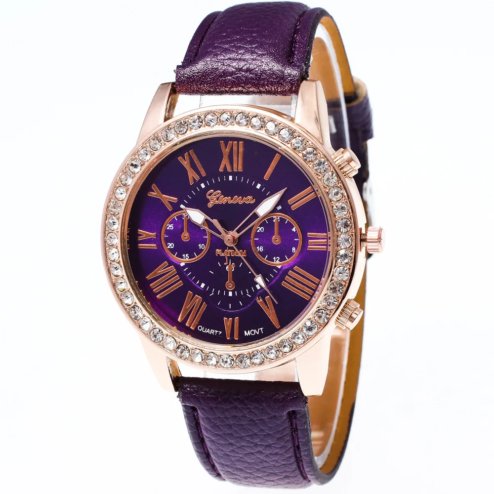 
Luxury Ladies Leather Wrist Watches Western Ladies Fancy Women Watch Made With Crystal women fancy leather watches 