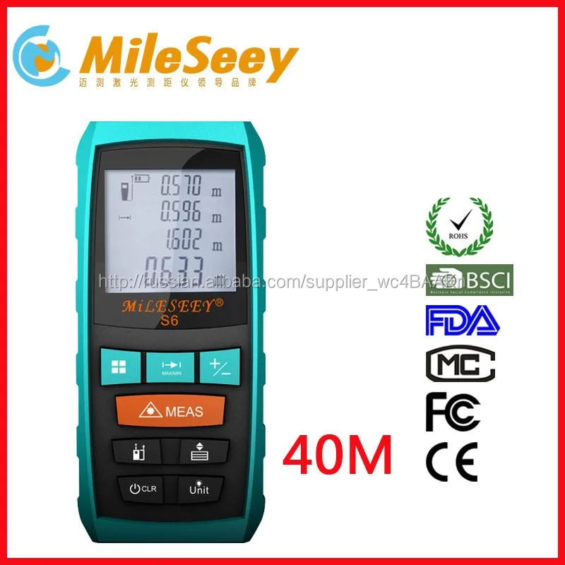 Mileseey S6 40 м лазерного мера инфракрасный измеритель расстояния