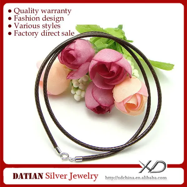 XD MT004 Качество воском хлопка ожерелье шнура питания с стерлингового серебра 925 застежкой