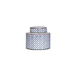 Classical Chinese blue and white porcelain copper coins pattern round ceramic storage jar for home decorate
