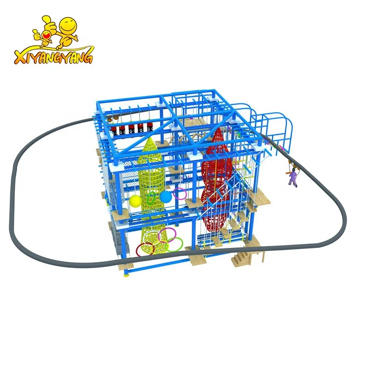 
Wholesale Adventurous Indoor Trampoline Park Game Zip Line and Rollglider Adventure Amusement Park Sky Rider 