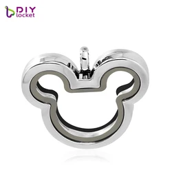 Diy Locket Magnetic Cute Mickey Glass Floating Charm Necklace For Diy Personalized Locket Pendant Jewelry
