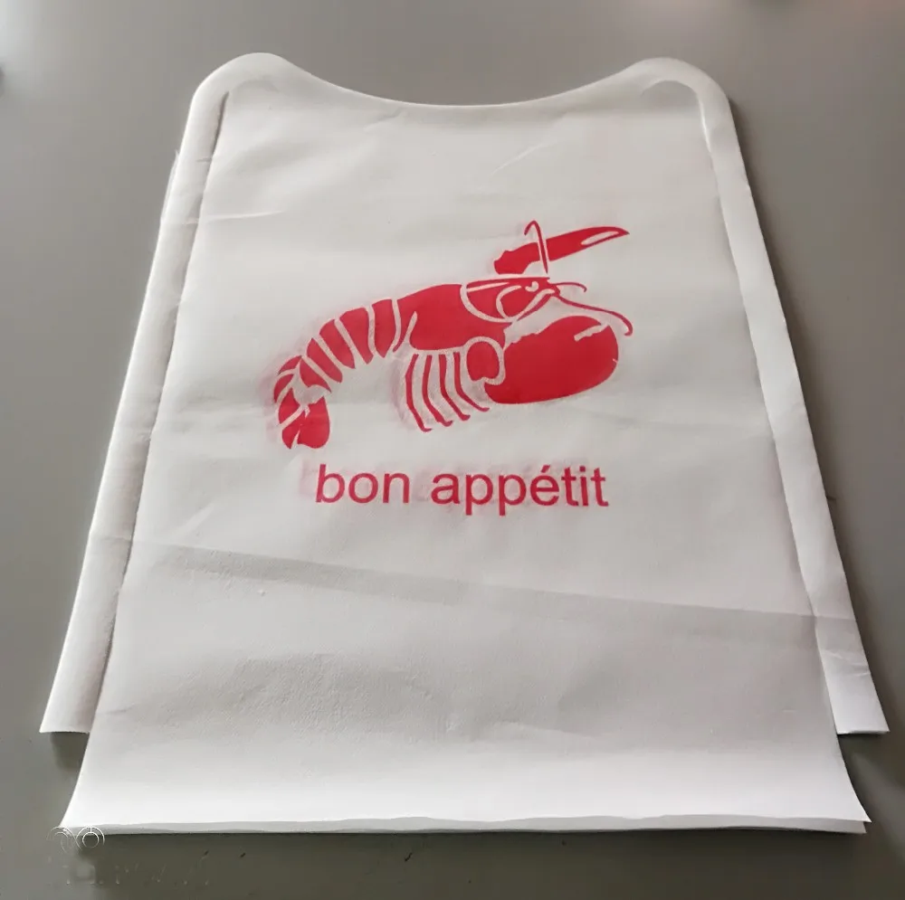 Disposable plastic lobster bibs with pocket