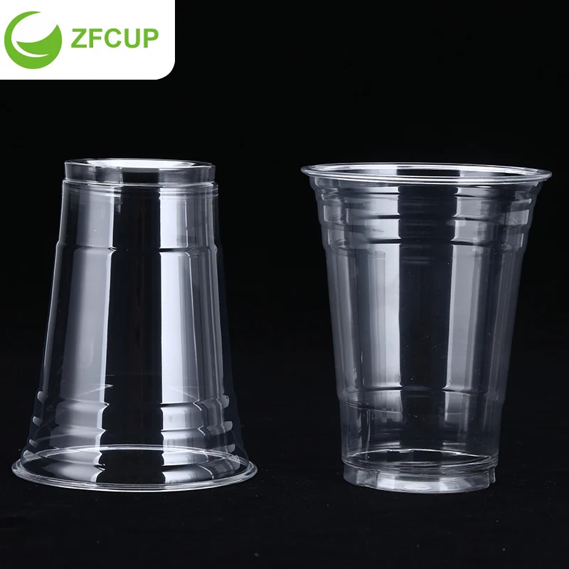 
ZFCUP 500ml Clear Disposable Juice Plastic Cup Dome Lid for Shakes 