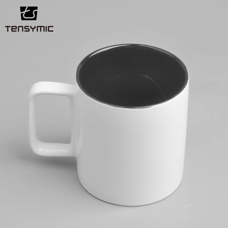 square handle royal porcelain plain ceramic coffee cup black ceramic mug